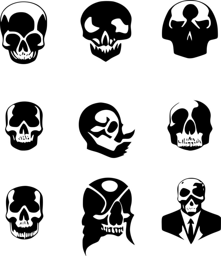 set of skull icon shape vector