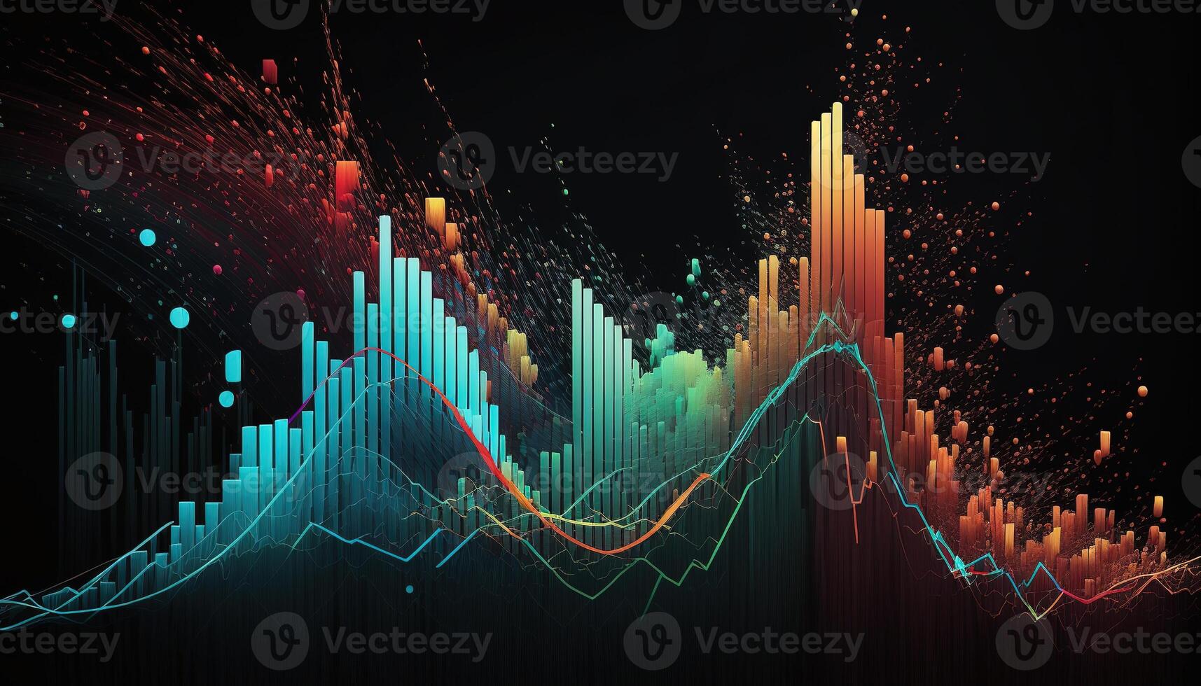, stock market chart lines, financial graph on technology abstract background represent financial crisis, financial meltdown. Technology concept, trading market concept. photo