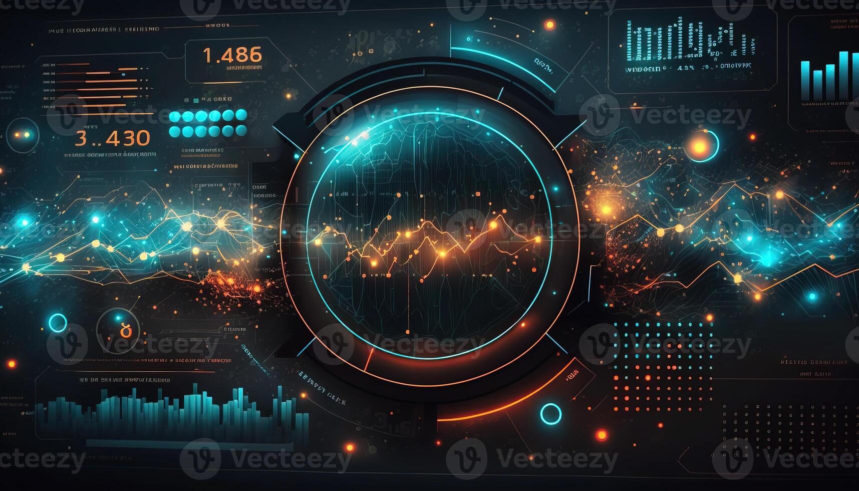 , stock market chart lines, financial graph on technology abstract background represent financial crisis, financial meltdown. Technology concept, trading market concept. photo