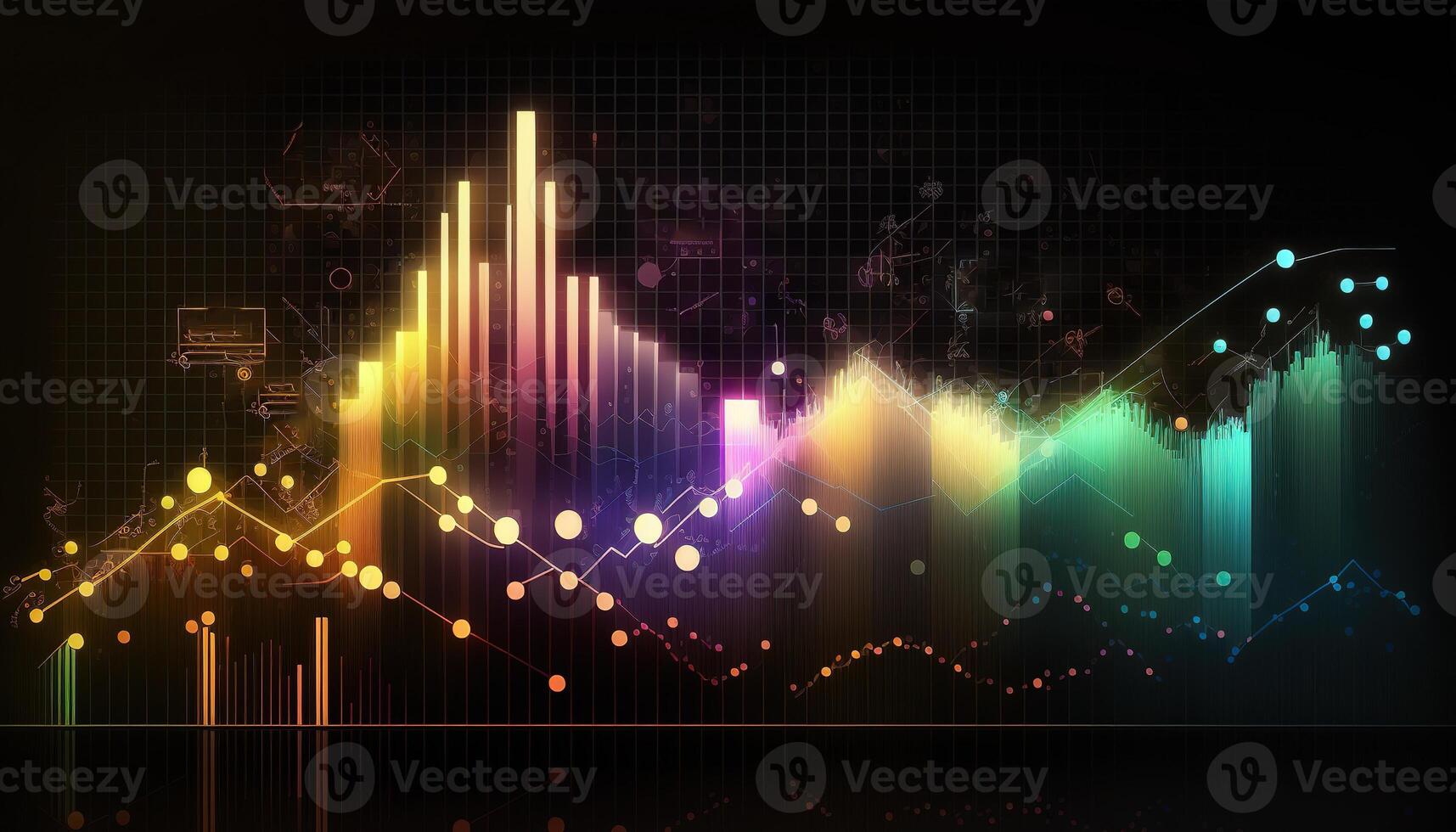 , stock market chart lines, financial graph on technology abstract background represent financial crisis, financial meltdown. Technology concept, trading market concept. photo
