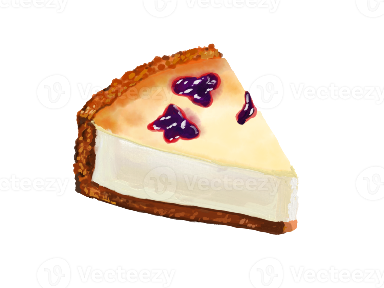 Free Watercolor and drawing for blueberry cheese cake. Dessert and food