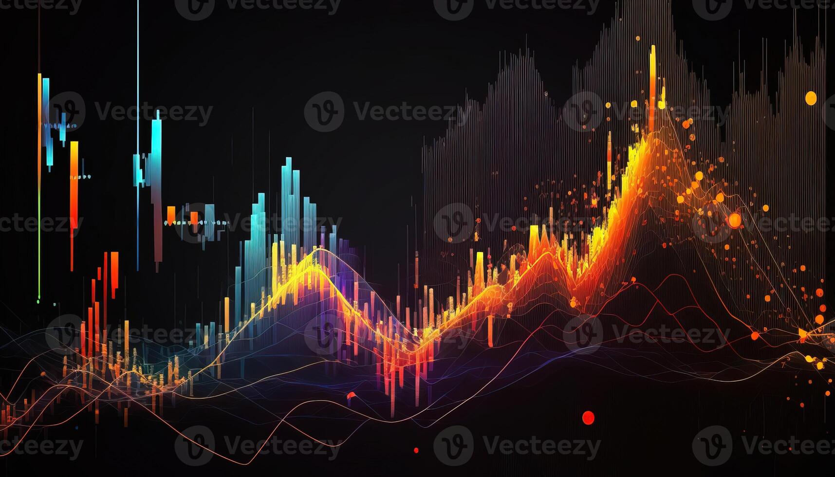 , stock market chart lines, financial graph on technology abstract background represent financial crisis, financial meltdown. Technology concept, trading market concept. photo