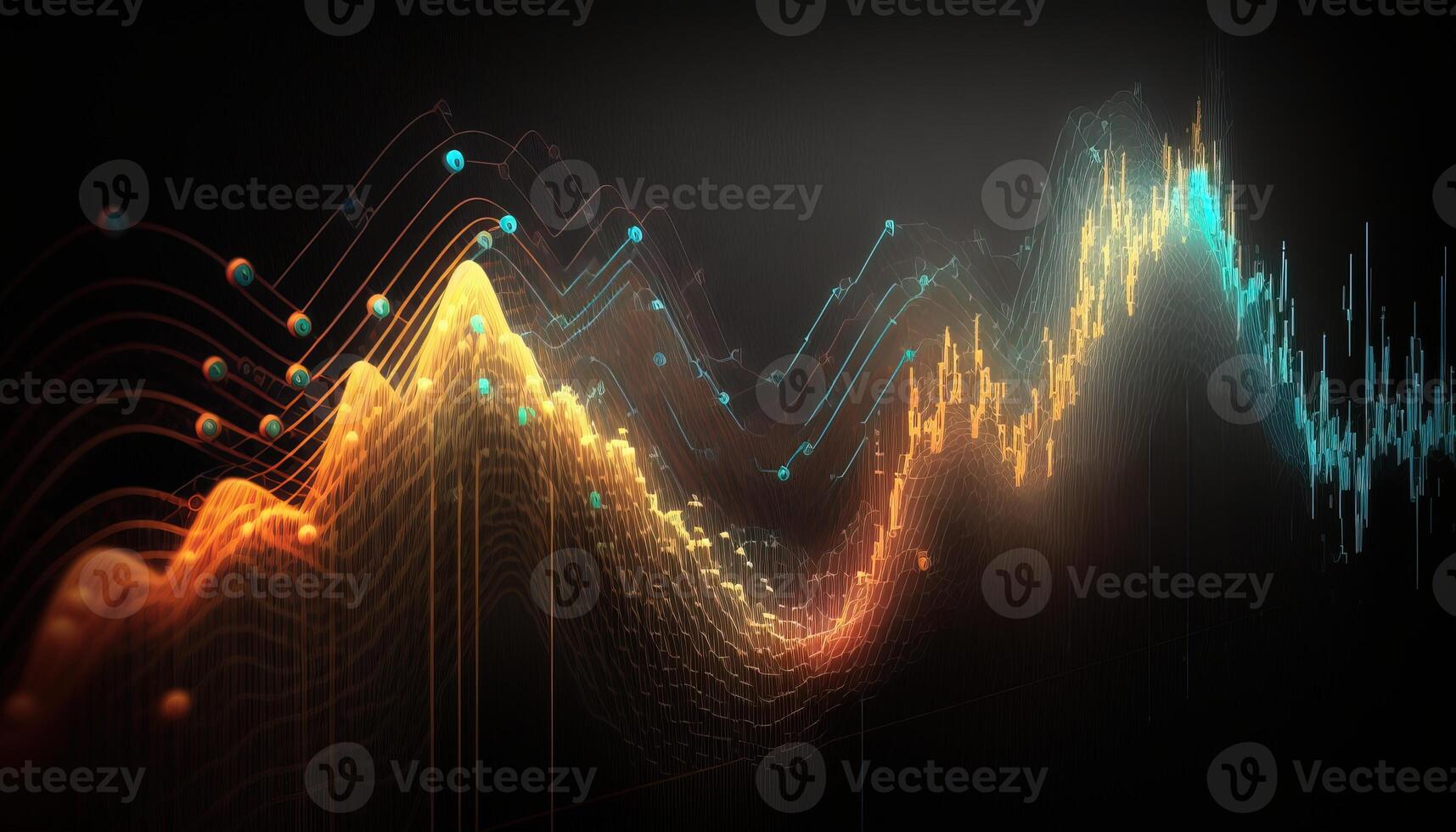 , stock market chart lines, financial graph on technology abstract background represent financial crisis, financial meltdown. Technology concept, trading market concept. photo