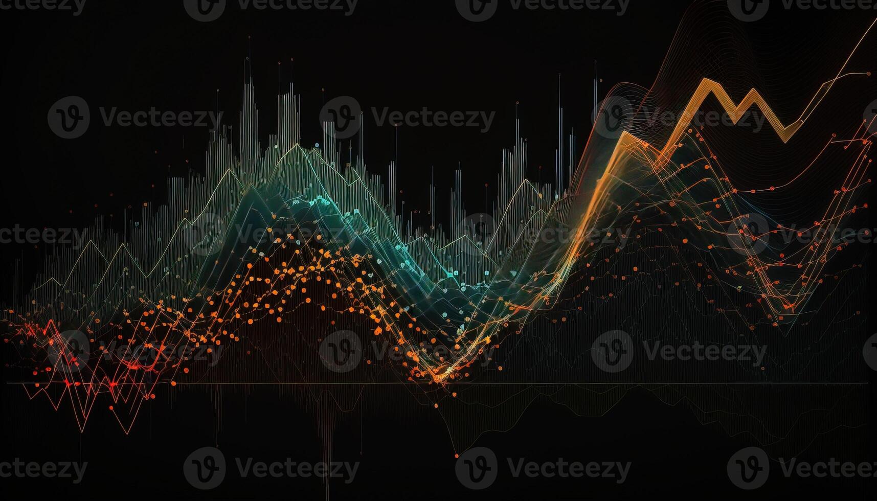 , stock market chart lines, financial graph on technology abstract background represent financial crisis, financial meltdown. Technology concept, trading market concept. photo