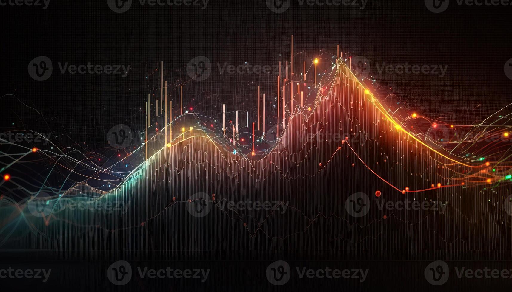 , stock market chart lines, financial graph on technology abstract background represent financial crisis, financial meltdown. Technology concept, trading market concept. photo