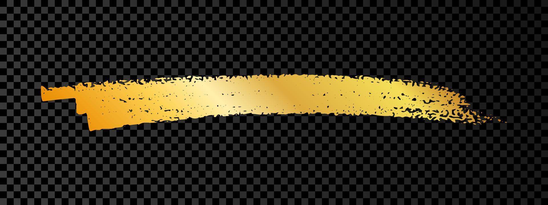 Gold paint brush smear stroke. Abstract gold glittering sketch scribble smear on dark vector