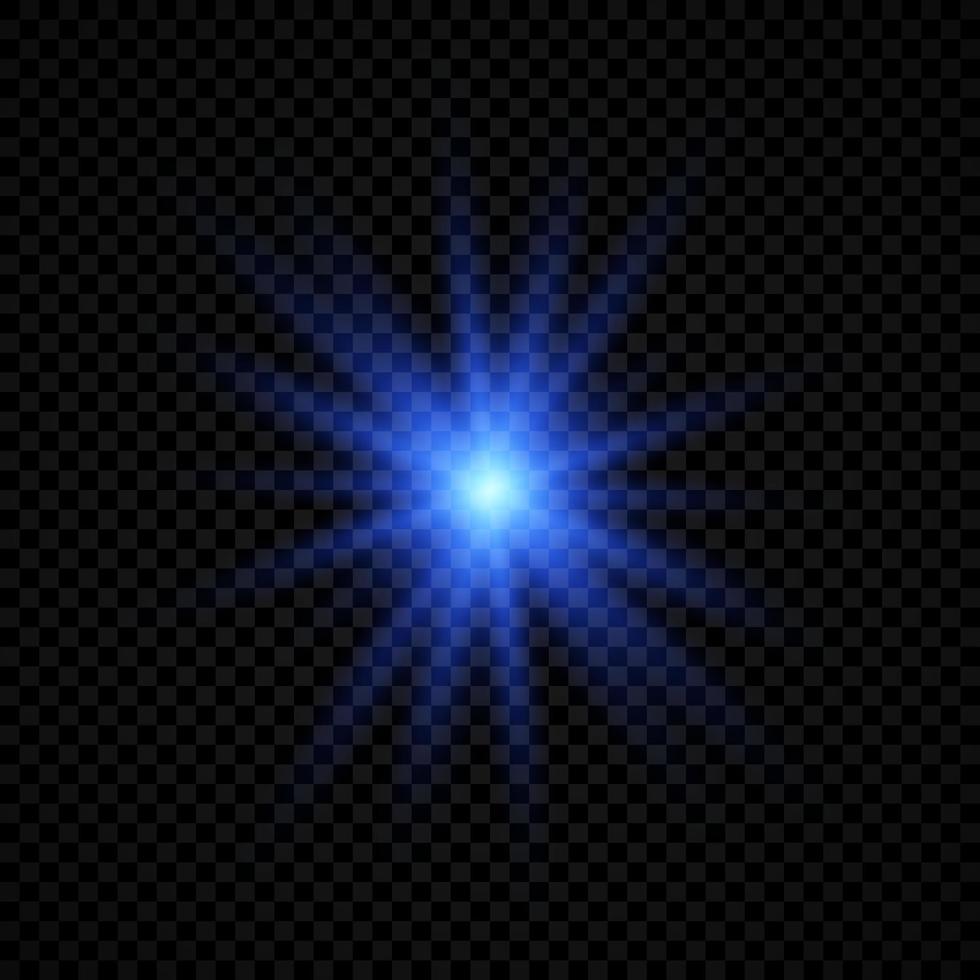 Light effect of lens flares. Blue glowing lights starburst effects with sparkles vector