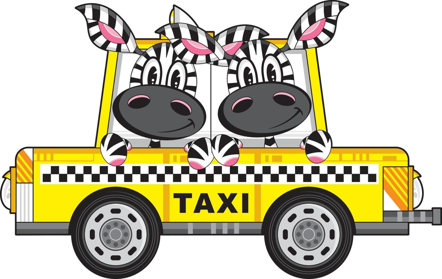 linda dibujos animados cebra en amarillo Taxi taxi vector