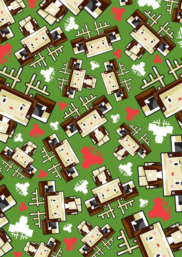Cute Cartoon Reindeer Character Pattern vector