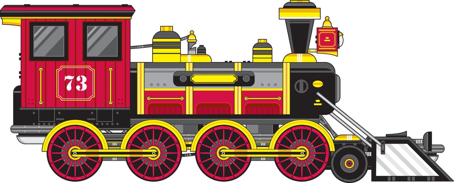 Cartoon Retro Wild West Steam Train Illustration vector