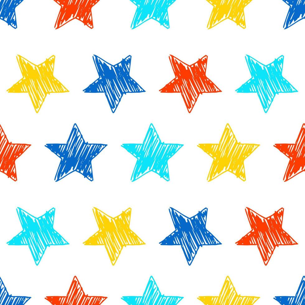 fondo transparente de estrellas de garabatos. estrellas multicolores dibujadas a mano sobre fondo blanco. ilustración vectorial vector