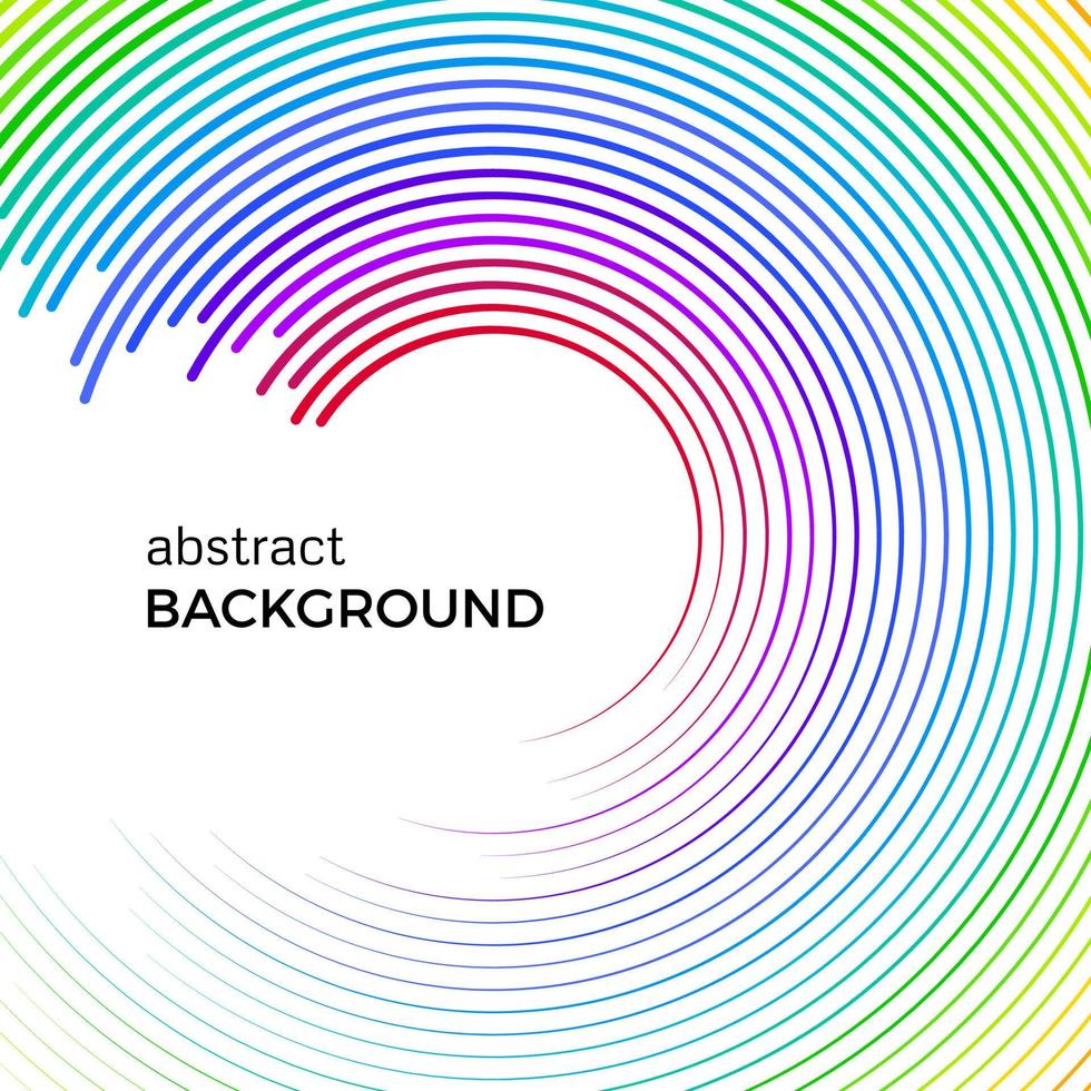fondo abstracto con líneas de colores brillantes del arco iris. círculos de colores con lugar para el texto sobre un fondo blanco. vector