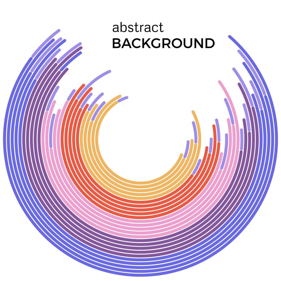 Abstract background with bright rainbow colorful lines. Colored circles with place for your text on a white background. vector