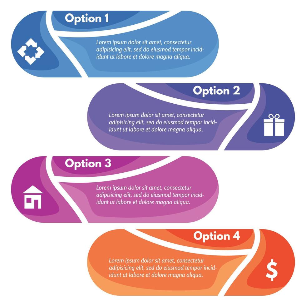 Four elements of infographic design with icons. Step by step infographic design template. Vector illustration