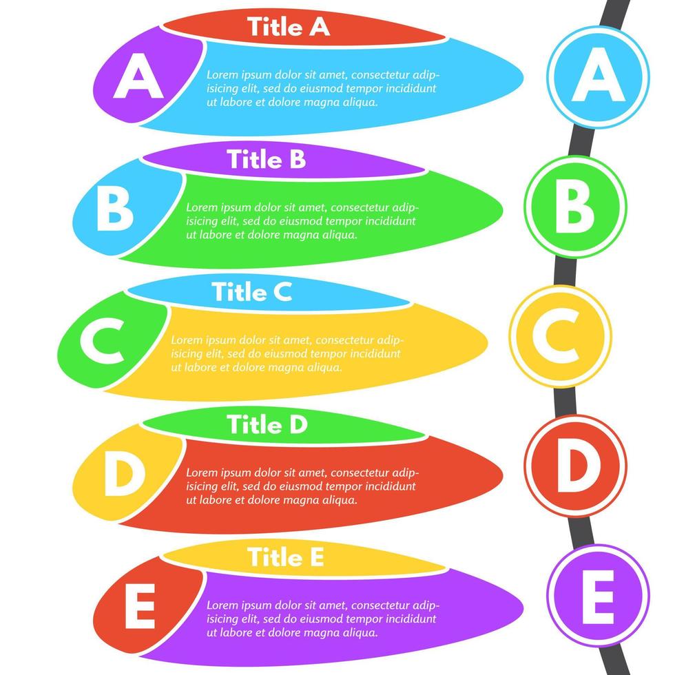 elementos de diseño infográfico de cinco pasos. plantilla de diseño infográfico paso a paso. ilustración vectorial vector