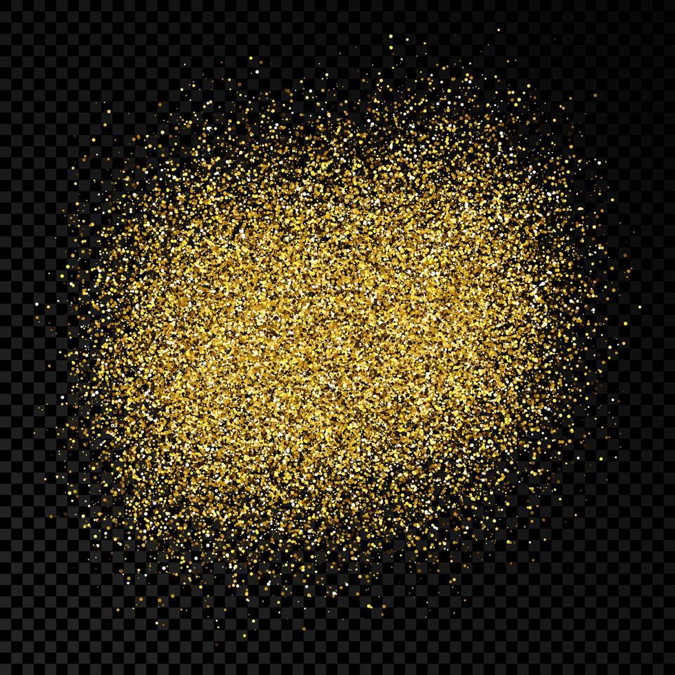 Golden glittering backdrop on a dark transparent background. Background with gold glitter effect and empty space for your text. Vector illustration