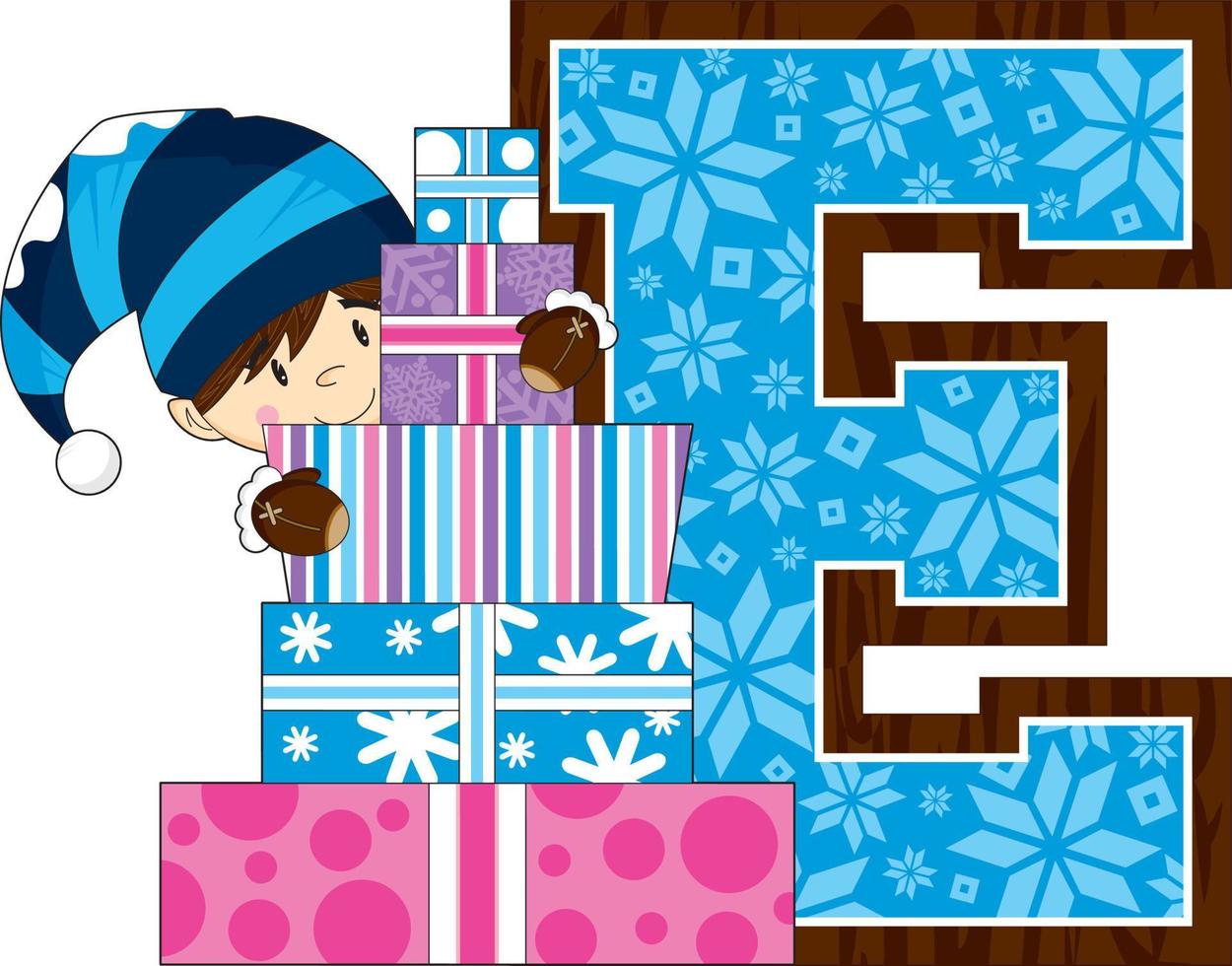 E is for Elf Christmas Alphabet Learning Illustration vector