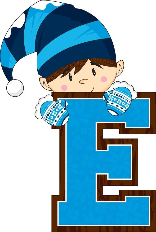 E is for Elf Christmas Alphabet Learning Illustration vector