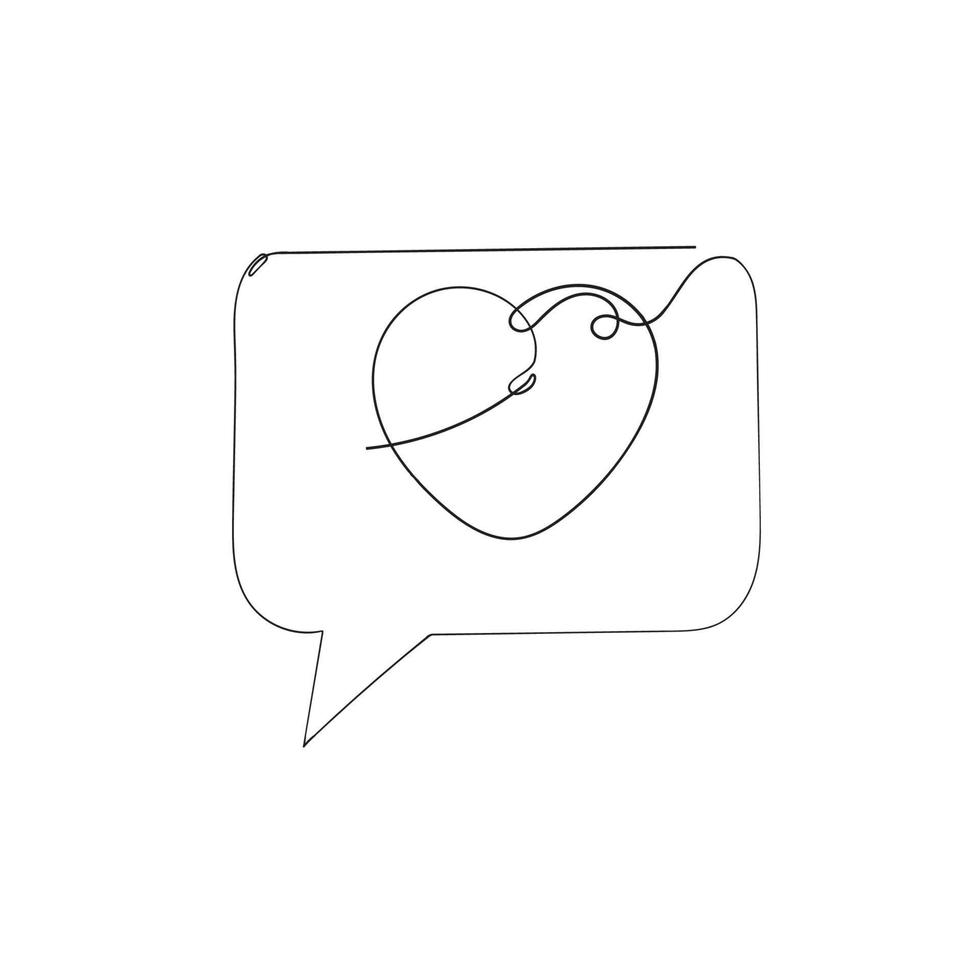 continuous line drawing comment box with love vector