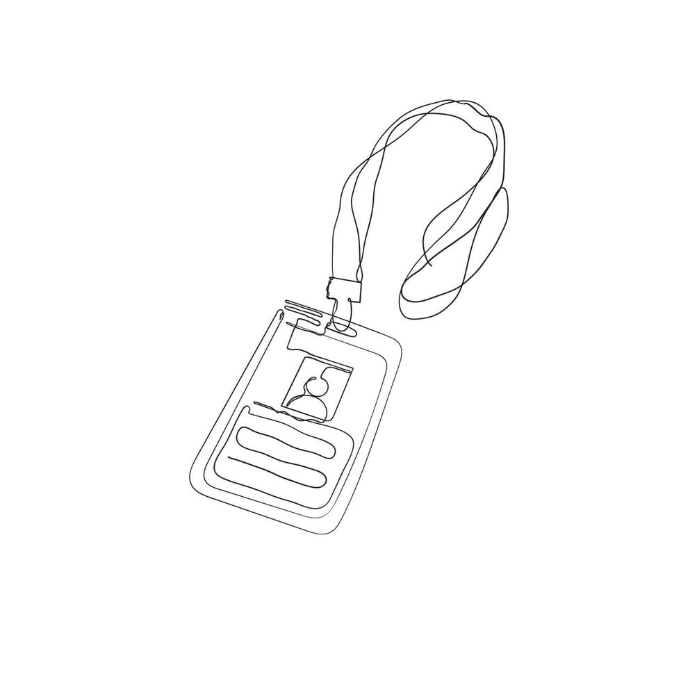 continuous line drawing employee identification card illustration vector