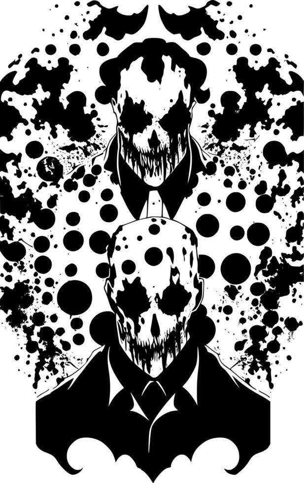 black and white of evil monster background vector