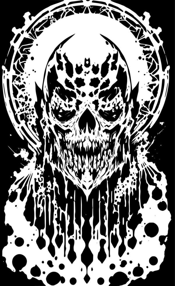 black and white of evil monster background vector