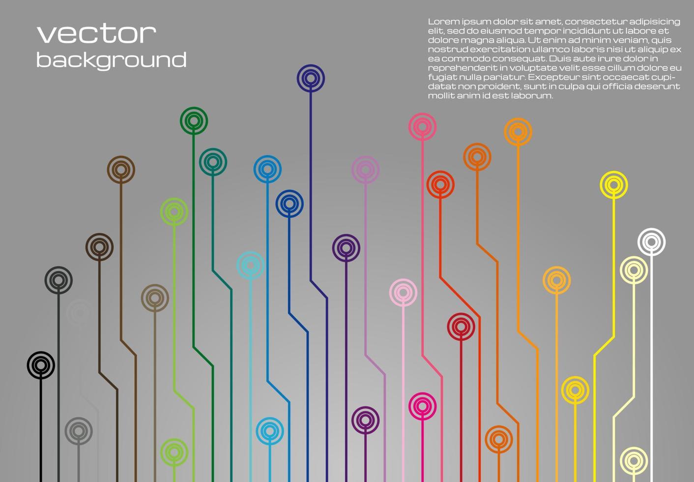 resumen tecnológico gris antecedentes con vistoso elementos. circuito tablero antecedentes textura. vector ilustración.