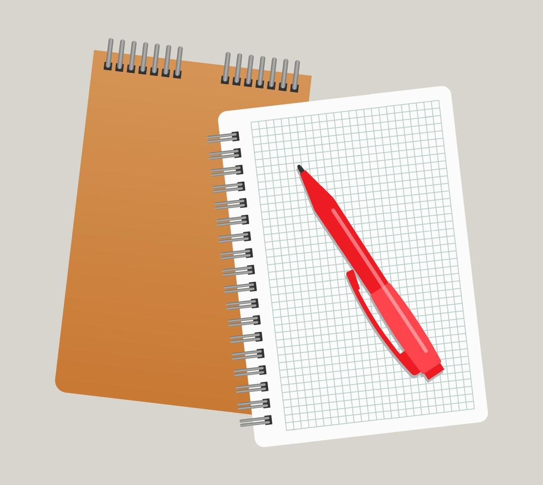 Two notepads and a pen. Vector illustration