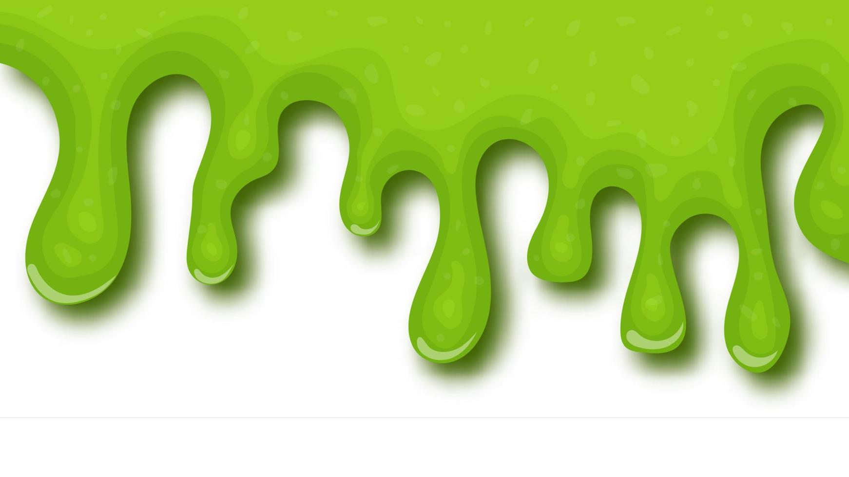 Green dripping liquid slime on white background. Vector illustration