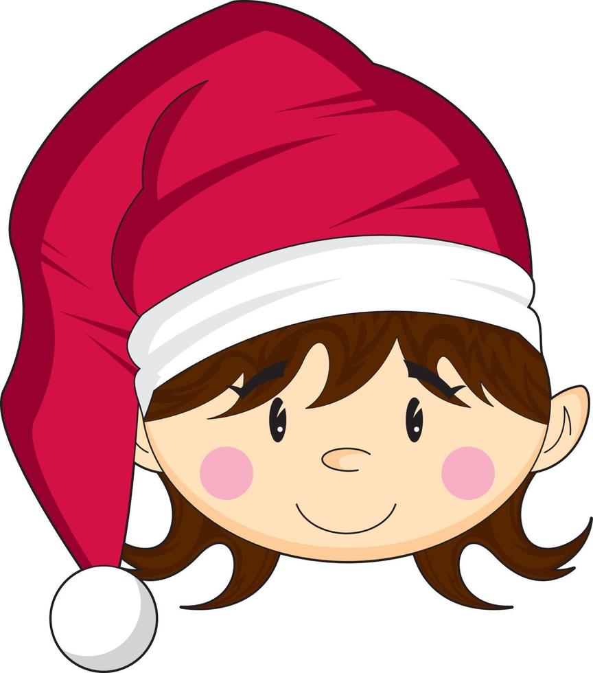 linda dibujos animados Navidad Papa Noel duende vector