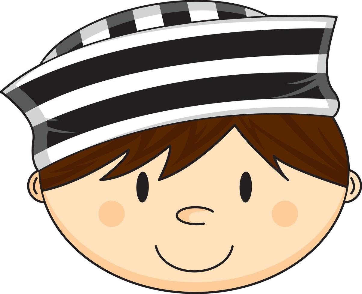 Cartoon Prisoner in Classic Striped Prison Uniform vector