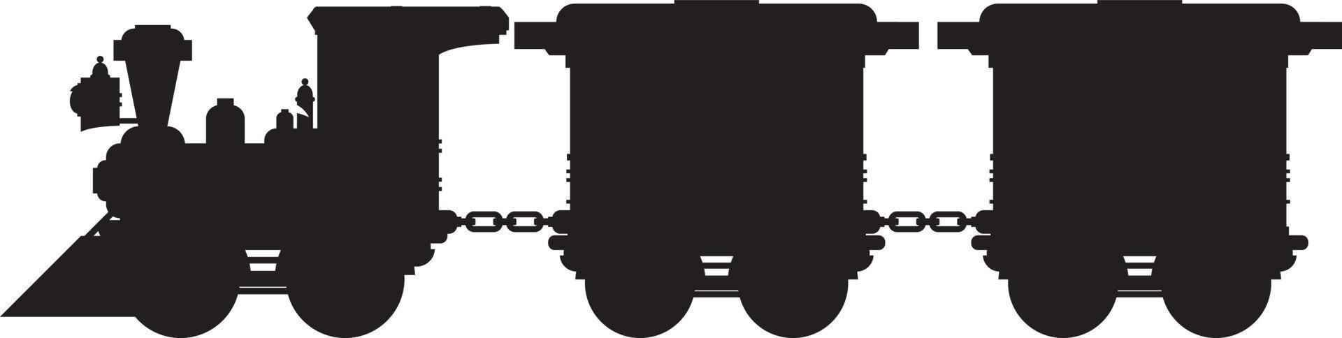 Retro Wild West Steam Train in Silhouette vector