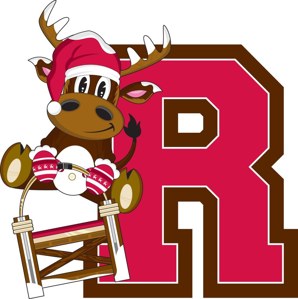 R is for Reindeer - Christmas Alphabet Learning Illustration vector