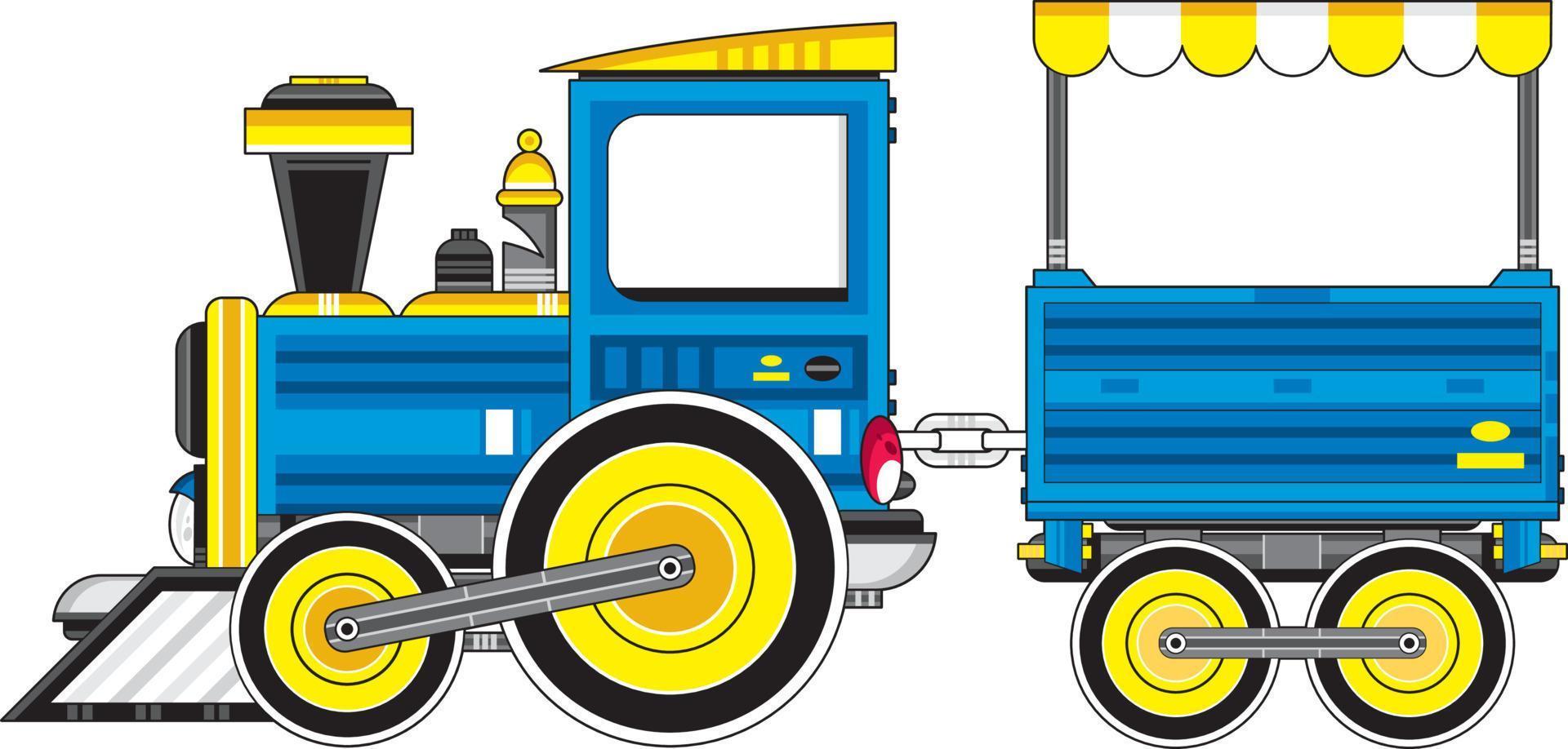 Cartoon Retro Steam Train and Carriage vector