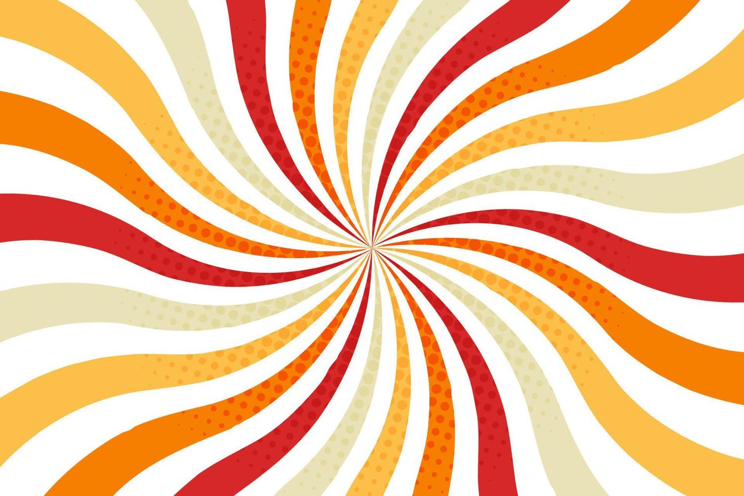 Abstract sunburst pop art pattern psychedelic retro background with halftone vector