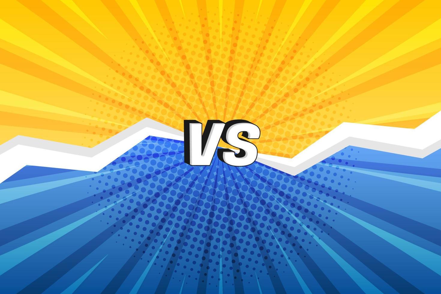 Pop art retro comic yellow and blue versus fight background design, with halftone dots vector Illustration