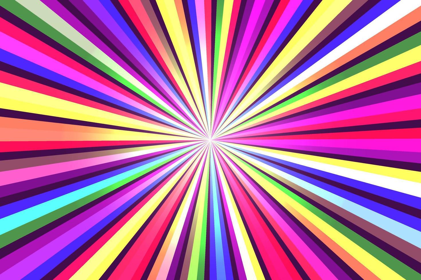 Abstract rainbow color burst psychedelic background with rays glitch style, vector ililustration