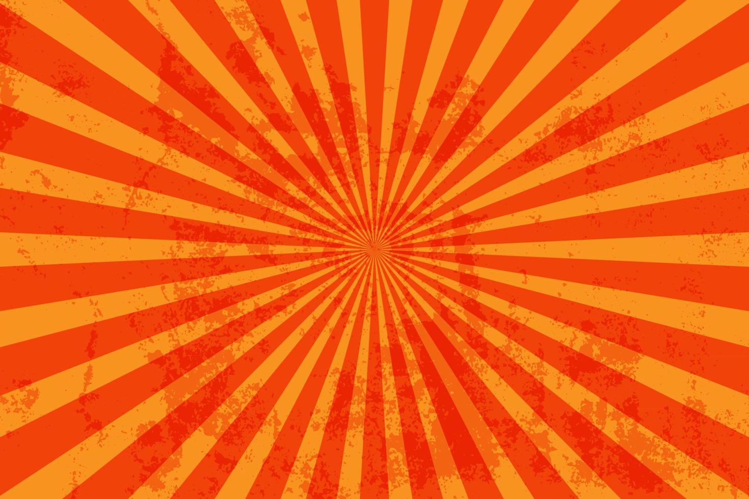 Scratched grunge orange sunburst background vector illustration, vintage style