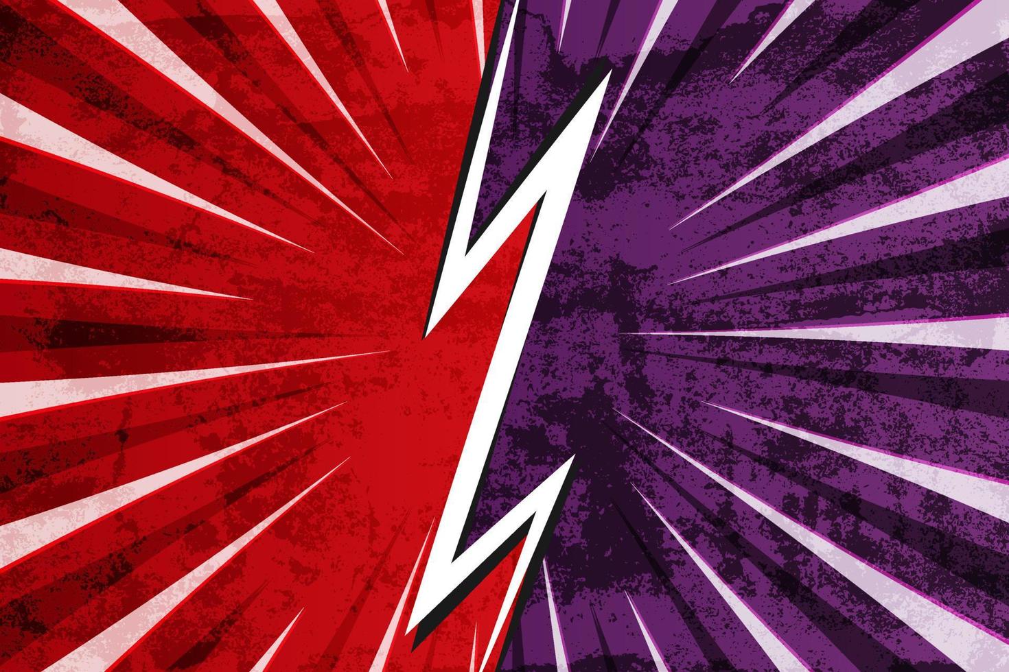 Old comic book versus background with rays vintage style, vector illustration