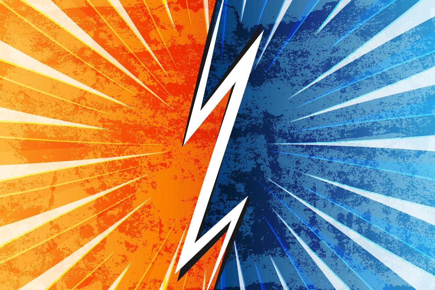 Retro comic book versus background with rays vintage style, vector illustration