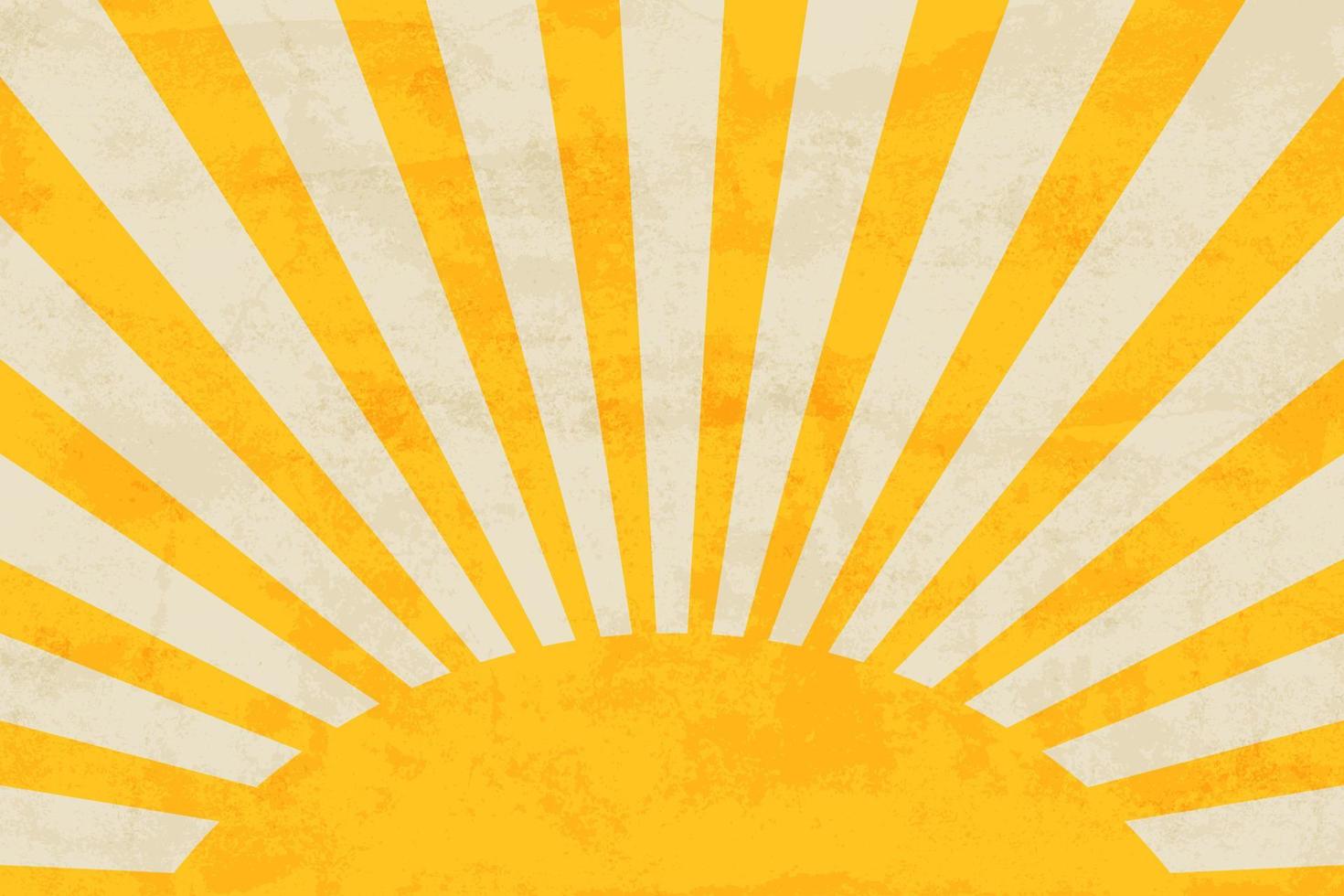 Retro grunge sun rays yellow background texture, vector illustration