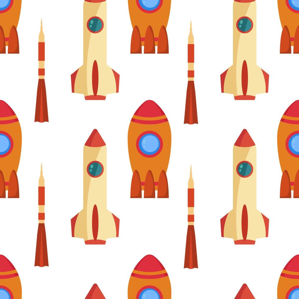 Seamless pattern with space rocket. Vector illustration.