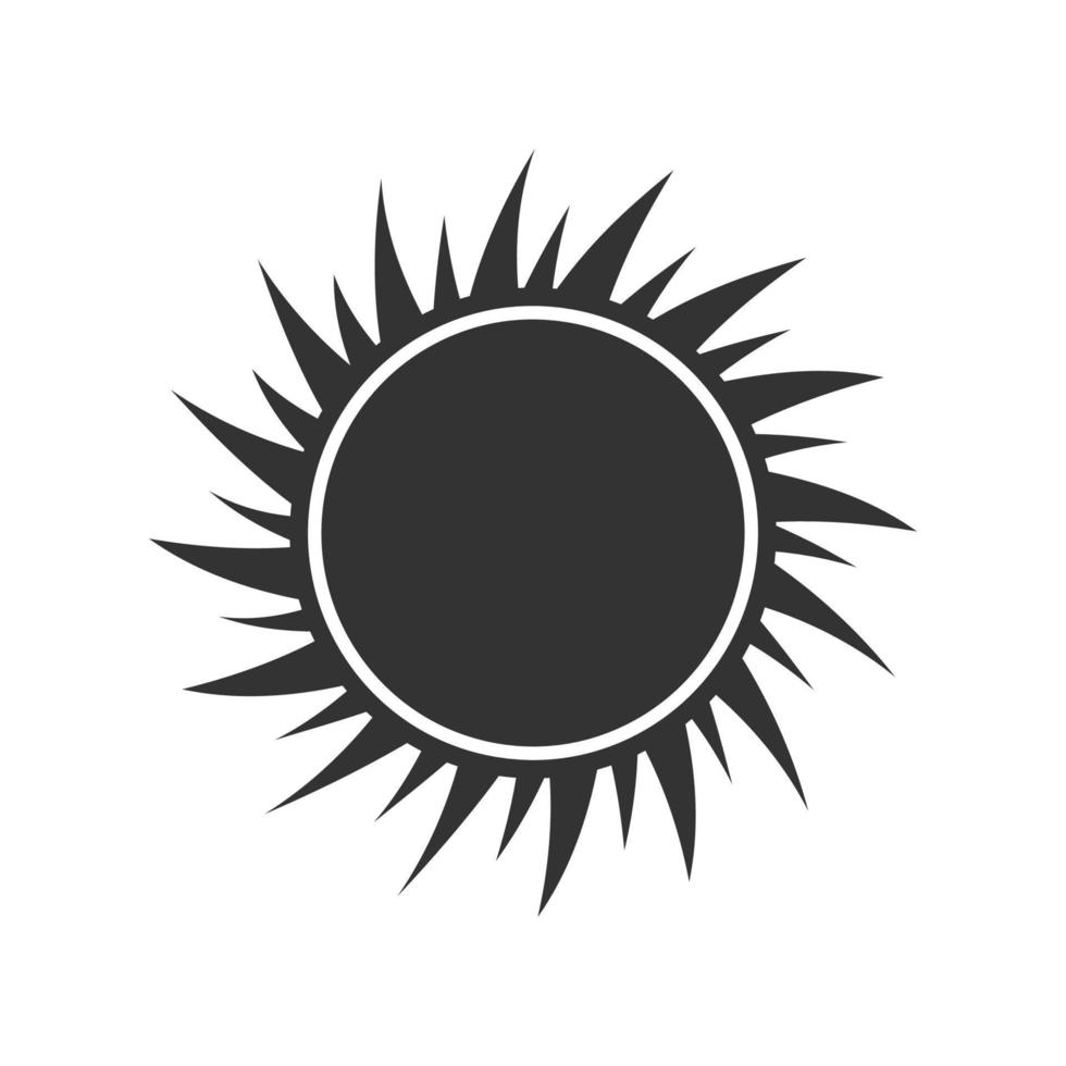 Sun Icon. Dark weather icon on white background. Vector illustration