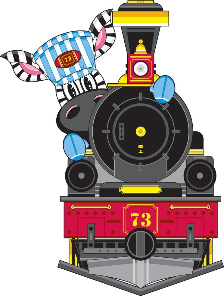 Cartoon Zebra Driving Wild West Vintage Train Illustration vector