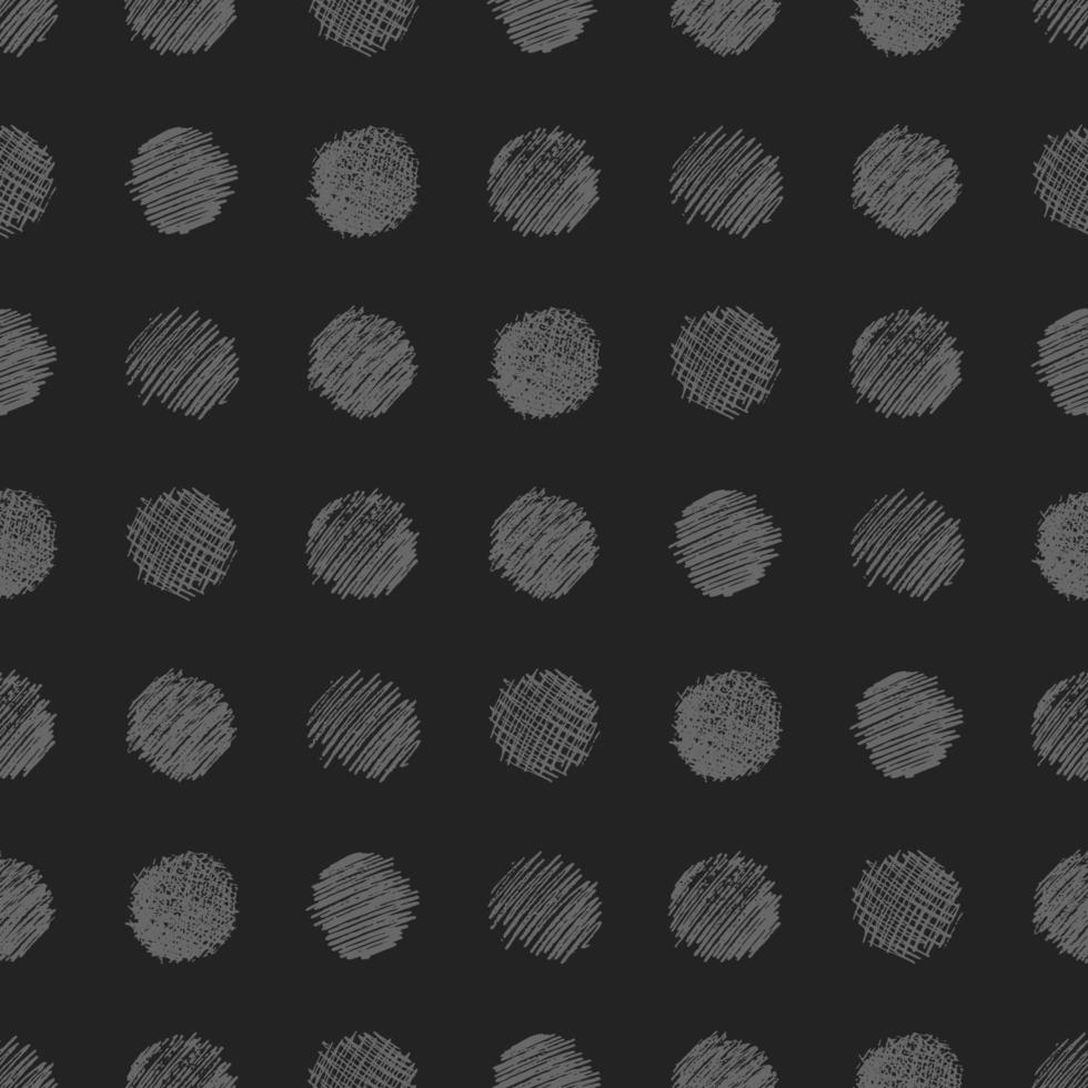 Seamless pattern with hand drawn black circle scribble smear. Abstract grunge texture. Vector illustration