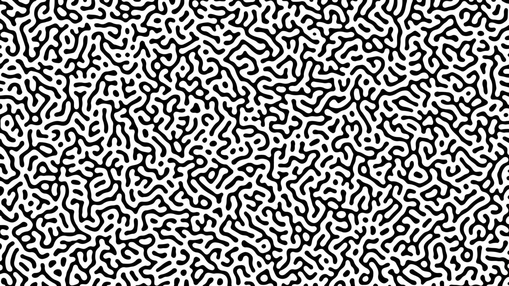 Monochrome Turing reaction background. Abstract diffusion pattern with chaotic shapes. Vector illustration.