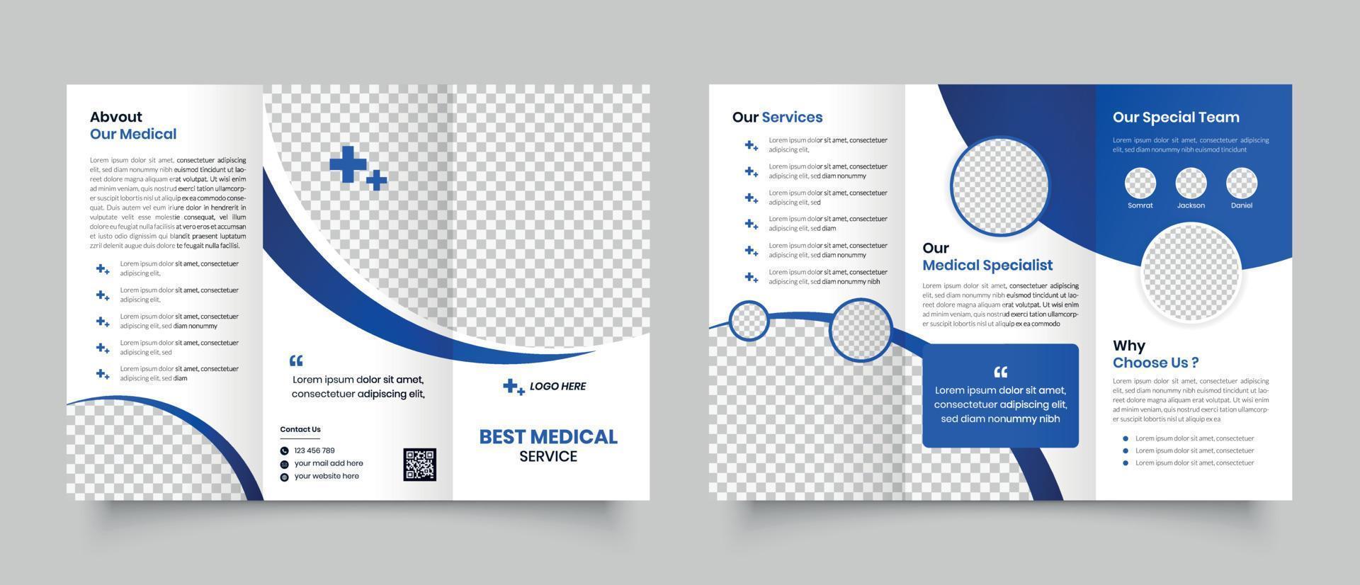 Medical healthcare trifold brochure template vector