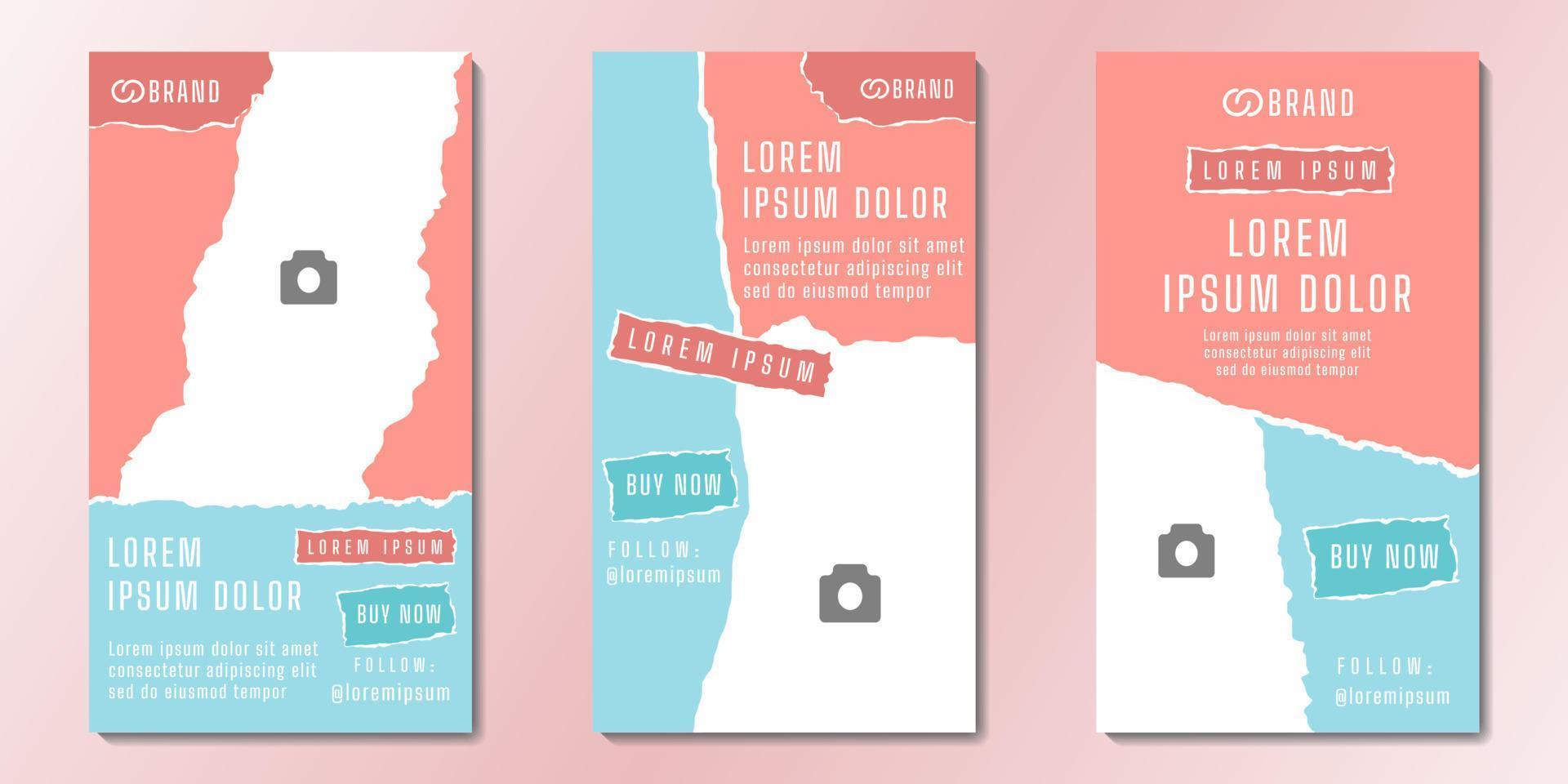 Social Media Story Templates and Copy Space Vector Illustration. Blank photo website Advertising Background