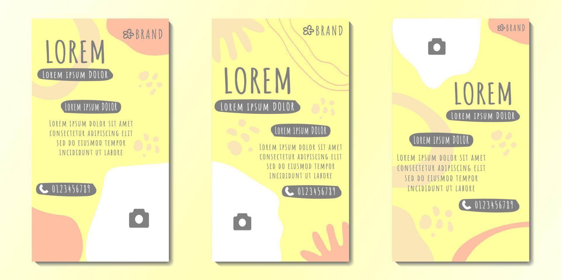 Social Media Story Templates and Copy Space Vector Illustration. Blank photo website Advertising Background