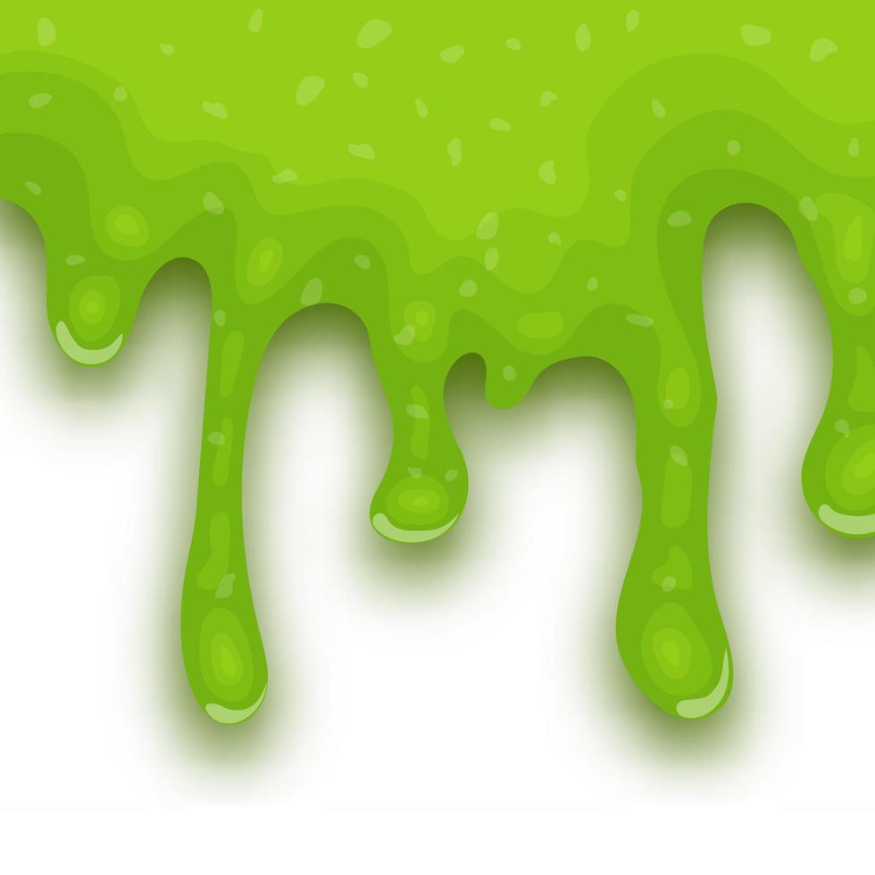 Green dripping liquid slime on white background. Vector illustration